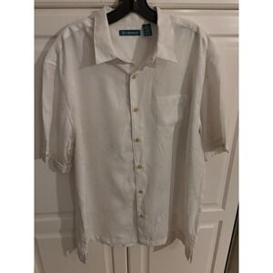 Cubavera Men's XL White Palm‎ Print Button Down Short Sleeve Shirt